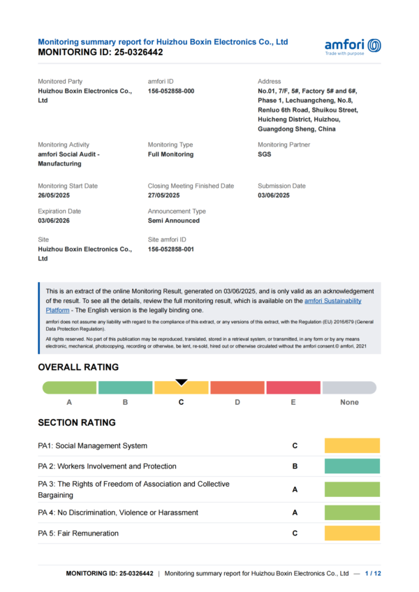 UC headset BSCI Certified