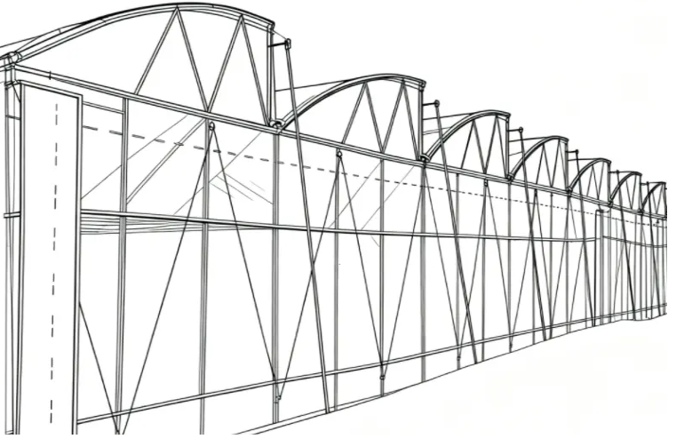 Custom size sawtooth greenhouse metal frame