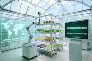 Aurlant smart greenhouse lab showcasing automated hydroponic systems and robotic farming technology