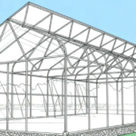 Single Span Film Sawtooth Greenhouse Design Drawing