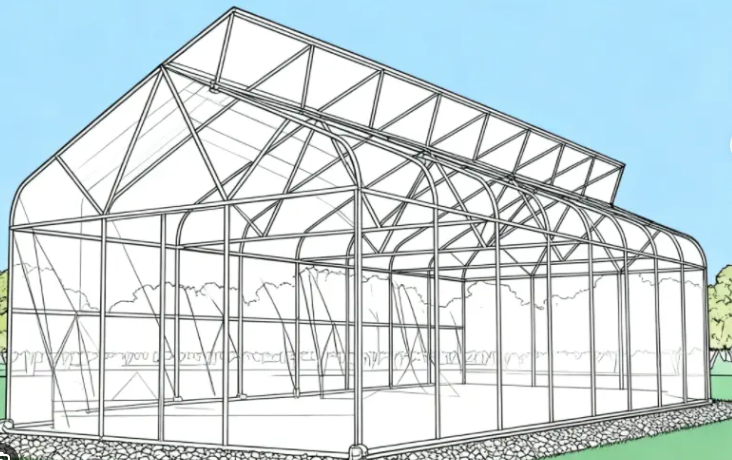 Single Span Film Sawtooth Greenhouse Design Drawing
