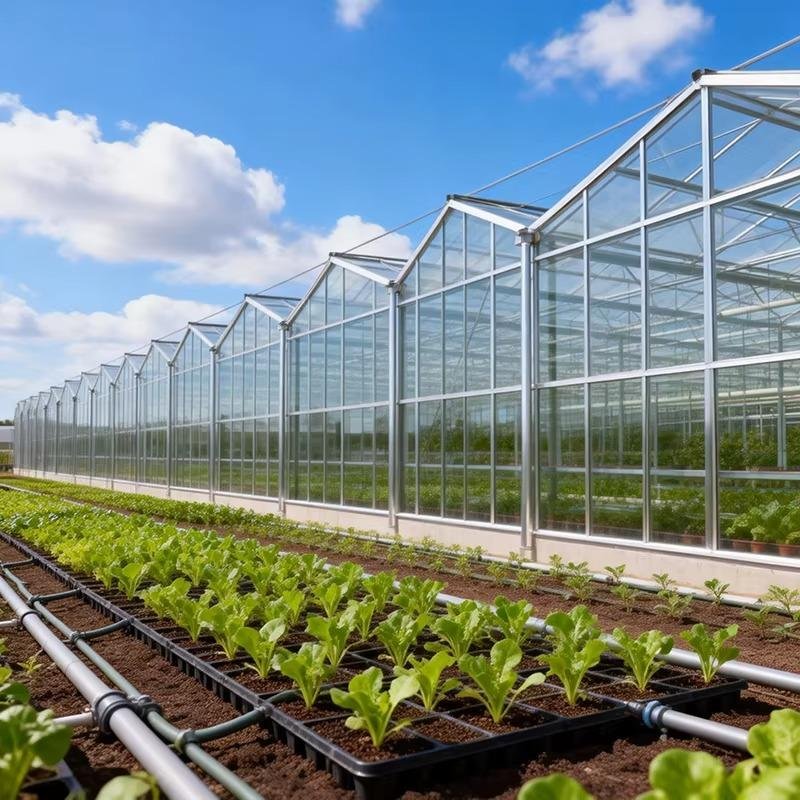 Commercial Multi-Span Glass Venlo Greenhouse for Crop Production
