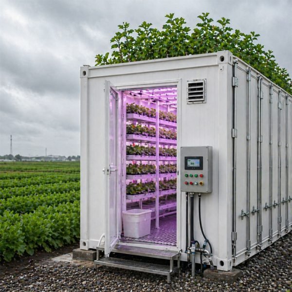 Leafy greens hydroponic container farm for lettuce production