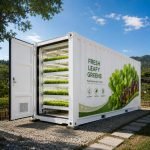 Vertical farming container system for fresh greens production