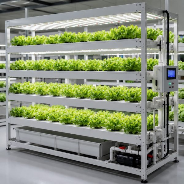 Indoor vertical NFT hydroponic growing system with multiple planting layers