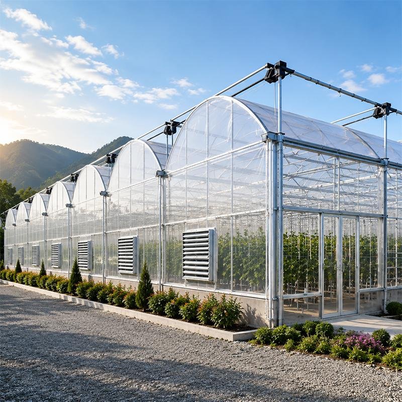 Multi-span Greenhouse Design for Large Scale Farming