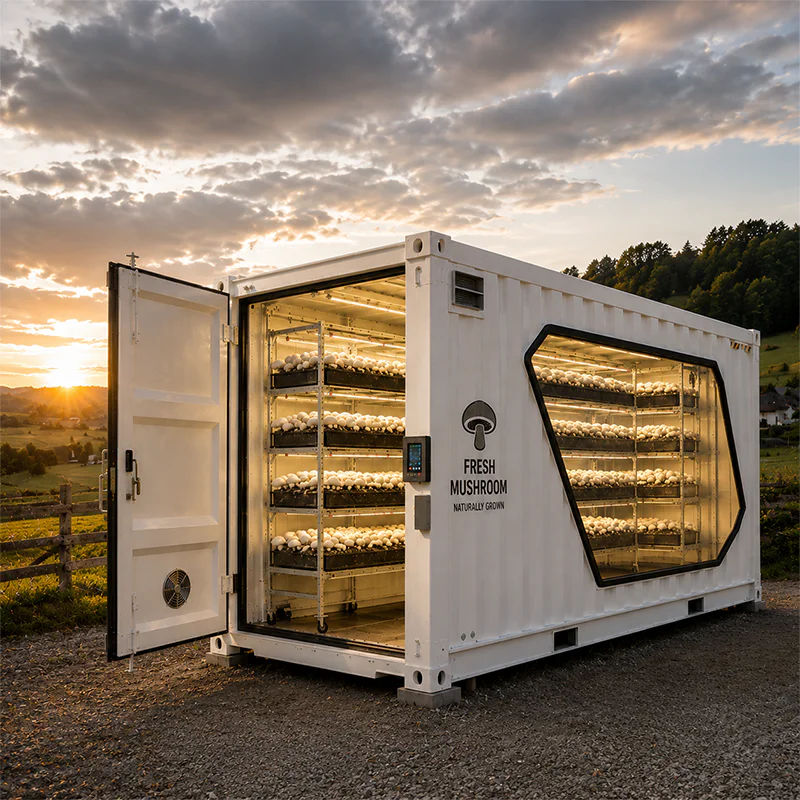 Mushroom Container Farm with Smart Climate Control System