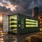 Hydroponic fodder container farm for livestock feed production
