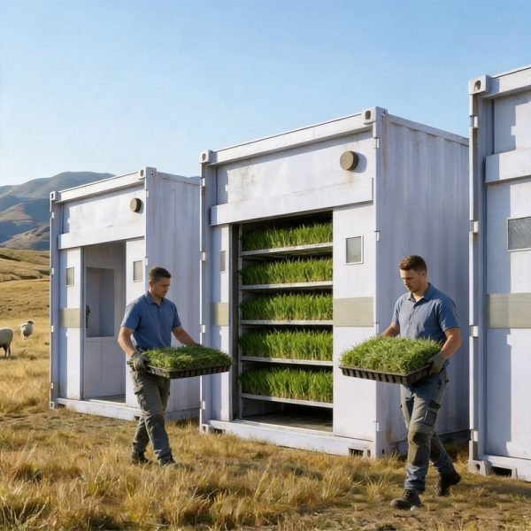 Automatic fodder container farm with climate control system