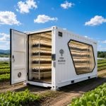 Automatic mushroom growing container for commercial farming